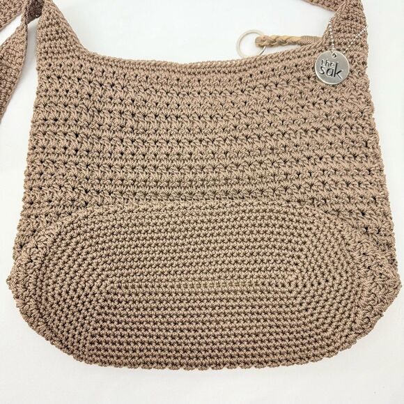 The Sak Taupe Tan Soft Crochet Knit Single Strap Crossbody Shoulder Bag - Picture 6 of 15